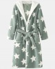 Mens Thick Star Print Home Sashes Plush Warm Hooded Sleepwear Robes With Pocket