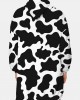 Mens Cow Pattern Print Flannel Two  Sided Oversized Blanket Hoodie With Pouch Pocket