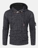 Mens Cable Knitted Toggle Front Warm Hooded Sweaters