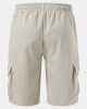 Men Contrast Lining Drawstring Elastic Waist Zip Pocket Mid Length Cargo Pants