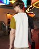 Mens Beers Print Color Block Patchwork Knit Short Sleeve T  Shirts