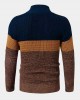 Mens Colorblock Knitting Half Zipper Front Drop Shoulder Casual Sweaters