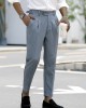 Men Striped Print Ruched Slimming Ankle Length Business Formal Pants