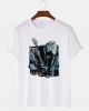 Mens Guitar Anime Figure Graphic Short Sleeve Cotton Leisure T  Shirts