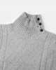 Mens Texture Solid Color High Waist Warm Long Sleeve Knitted Sweaters