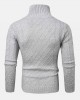 Mens Texture Solid Color High Waist Warm Long Sleeve Knitted Sweaters