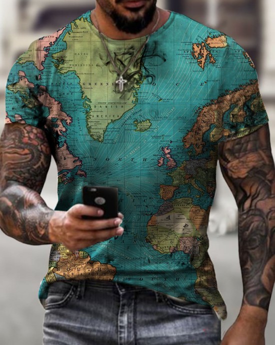 Men's Street Print Short Sleeve T-Shirt HF0407-04-02