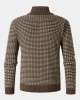 Men Vintage Knitted Stand Collar Contrast Color Plus Velvets Half Zipper Sweater Sweaters