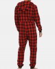 Mens Plaid Zipper Front Kangaroo Pocket Hooded One Piece Jumpsuit Home Warm Sleepwear