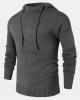 Mens Solid Color Design Cut Out Sleeve Kitted Hooded Sweaters