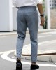 Men Striped Print Ruched Slimming Ankle Length Business Formal Pants