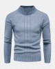 Mens Solid Color Mock Neck Long Sleeve Simple Warm Sweaters