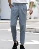 Men Striped Print Ruched Slimming Ankle Length Business Formal Pants