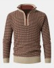 Men Vintage Knitted Stand Collar Contrast Color Plus Velvets Half Zipper Sweater Sweaters