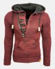 Mens Letter V  Neck Zip Knit Pullover Casual Drawstring Hooded Sweaters