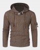 Mens Cable Knitted Toggle Front Warm Hooded Sweaters