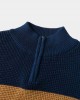 Mens Colorblock Knitting Half Zipper Front Drop Shoulder Casual Sweaters