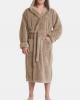 Mens Solid Color Flannel Thicken Warm Lace  Up Home Hooded Robe