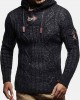 Mens Cable Knitted Toggle Front Warm Hooded Sweaters