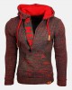 Mens Letter V  Neck Zip Knit Pullover Casual Drawstring Hooded Sweaters