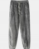 Mens Thick Solid Color Drawstring Plush Comfy Casual Sleepwear Jogger Pants