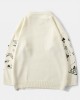 Mens Cute Cartoon Print Round Neck Long Sleeve Knitted Pullover Sweaters