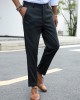 Men Pures Color Front Button Zipper Fly Ankle Length Work Pants