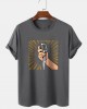 Mens Microphone Hand Graphic Short Sleeve Cotton T  Shirts