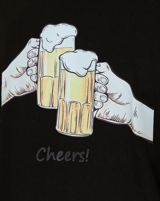 Mens Beers Cheers Graphic Crew Neck Cotton Short Sleeve T  Shirts