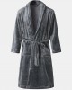 Mens Solid Color Flannel Thick Double Pocket Sashes Home Sleepwear Robes