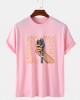 Mens Microphone Hand Graphic Short Sleeve Cotton T  Shirts