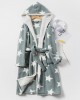 Mens Thick Star Print Home Sashes Plush Warm Hooded Sleepwear Robes With Pocket