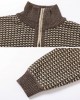 Men Vintage Knitted Stand Collar Contrast Color Plus Velvets Half Zipper Sweater Sweaters