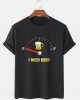 Mens Beers Fuel Meter Print Cotton Short Sleeve T  Shirts