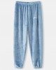 Mens Letter Embroidered Thicken Flannel Elastic Cuff Pants Warm Sleep Bottoms