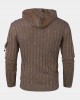 Mens Cable Knitted Toggle Front Warm Hooded Sweaters