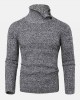 Mens Texture Solid Color High Waist Warm Long Sleeve Knitted Sweaters