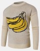 Mens Fruit Knitted Pattern Long Sleeve Casual Sweaters