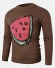 Mens Fruit Knitted Pattern Long Sleeve Casual Sweaters