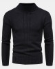 Mens Solid Color Mock Neck Long Sleeve Simple Warm Sweaters