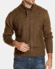 Men Cable Knit Lapel Button Solid Pullover Casual Sweaters