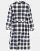 Mens Plaid Print Long Sleeve Comfy Sleepwear Bathrobe Home Robe With Pocket