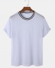 Mens Mesh Contrast Crew Neck Thin Short Sleeve T  Shirts