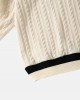 Men Cable Knitted Strip Contrast Pullover Loose Casual Sweaters