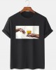 Mens Beers Figure Hand Graphic Cotton Short Sleeve T  Shirts