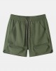 Men Plain Multi Pocket Utility Drawstring Mid Length Elastic Waist Cargo Shorts