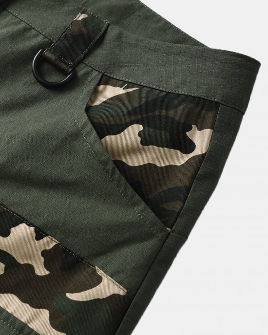 Men Outdoor Camouflage Patchwork Zip Tiered Designed Multi Pocket Utility Overalls