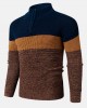 Mens Colorblock Knitting Half Zipper Front Drop Shoulder Casual Sweaters