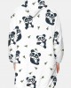 Mens Cute Panda Printed Flannel Oversized Two  Sided Blanket Hoodie With Pouch Pocket