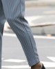 Men Striped Print Ruched Slimming Ankle Length Business Formal Pants